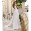 NumberSea Deep V Neck Lace Satin Backless Beach A Line Wedding Dresses