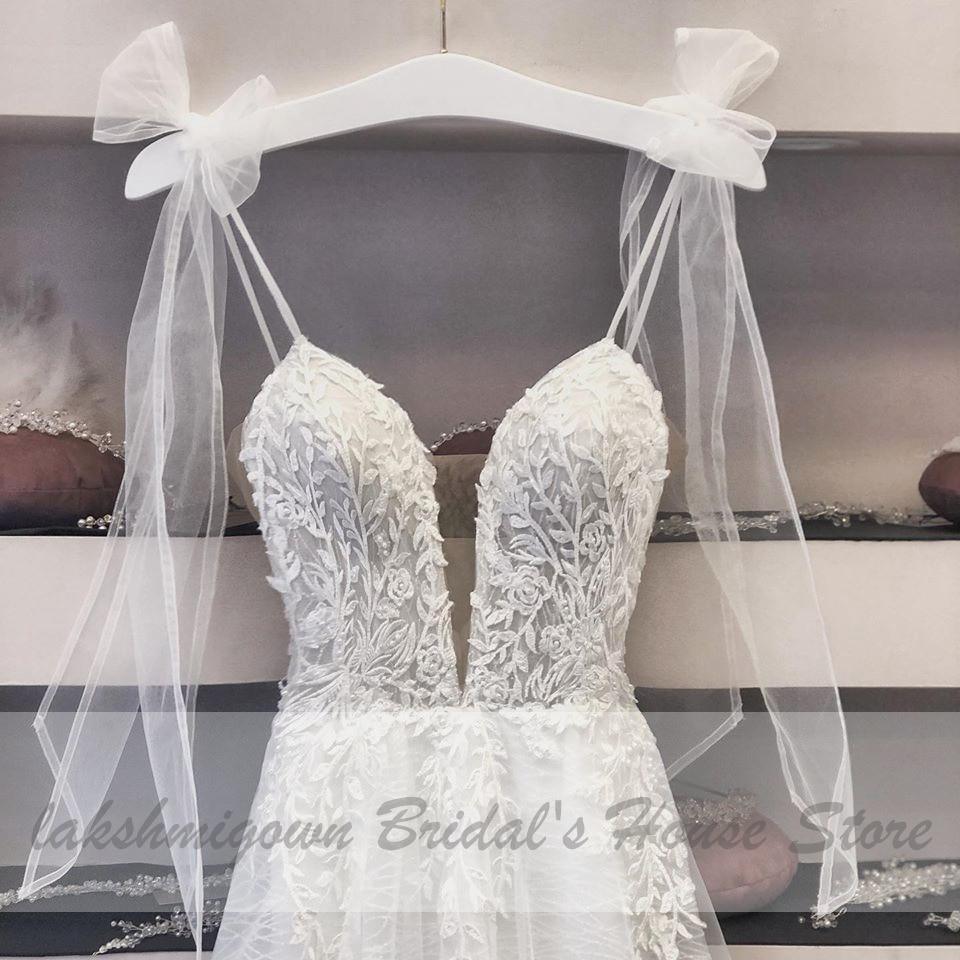 NumberSea Deep V-neck Sexy Boho Bridal Wedding Dress