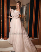 NumberSea Dirty Pink Boho Wedding Dress 2021 Detachable Puff Sleeve Bridal Dresses Glitter Sparky Lace Wedding Gowns Beach Sweetheart
