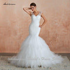 NumberSea Dubai African Mermaid Wedding Dress Lace Up Back Luxury