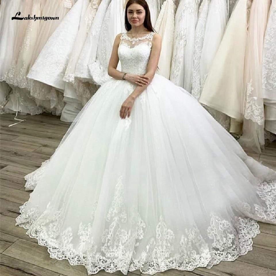 NumberSea Dubai White Bridal Ball Gown Wedding Dress Floral Turkey