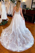NumberSea Elegant Tulle A-line Wedding Dresses With Lace Appliques, Bridal Gown, MW929