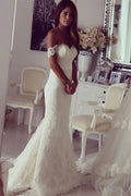 NumberSea Fabulous Off Shoulder Mermaid Long Wedding Dresses, Formal Wedding Gown, MW117