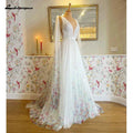 NumberSea Floral Beach Fairy Wedding Dresses with Cape 2025 Backless Wedding Gowns vestido de noiva princesa