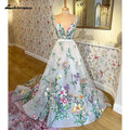 NumberSea Floral Print Lace Floral Garden Wedding Dress V Neck 2025 Beach Boho Bridal Gowns estido de noiva