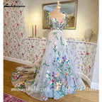NumberSea Floral Print Lace Floral Garden Wedding Dress V Neck 2025 Beach Boho Bridal Gowns estido de noiva