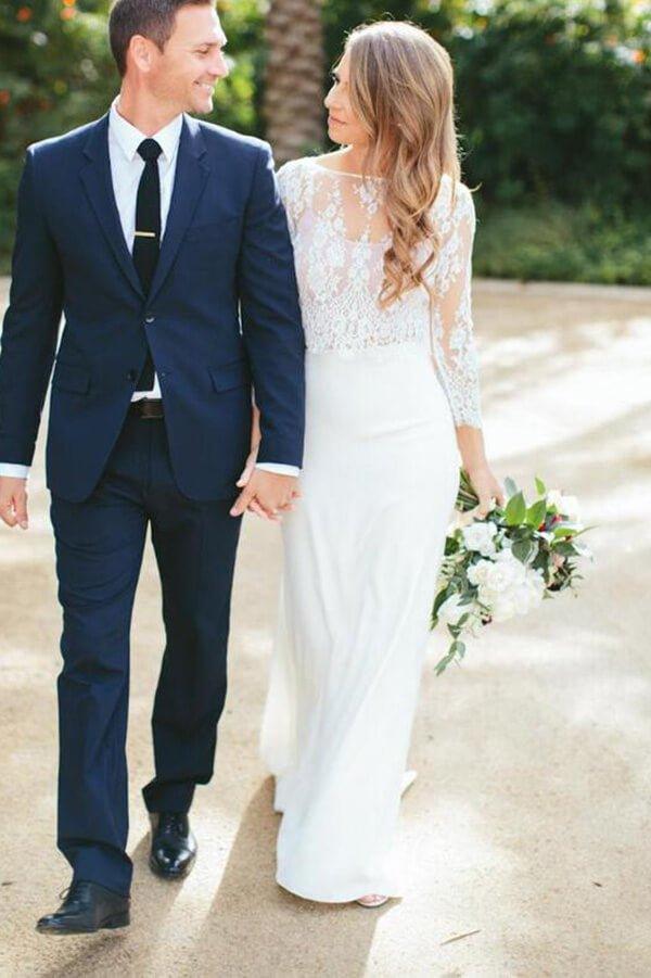 NumberSea Flowy Boho Lace Two Piece Mermaid Chiffon Skirt Wedding Dresses