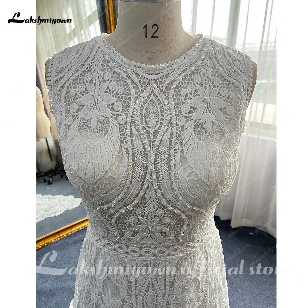 NumberSea Full Lace A Line Ivory Wedding Dress Open Back 2025 Sweep/ Brush Train Bridal Gowns sukienka na wesele