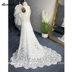 NumberSea Full Lace A Line Ivory Wedding Dress Open Back 2025 Sweep/ Brush Train Bridal Gowns sukienka na wesele