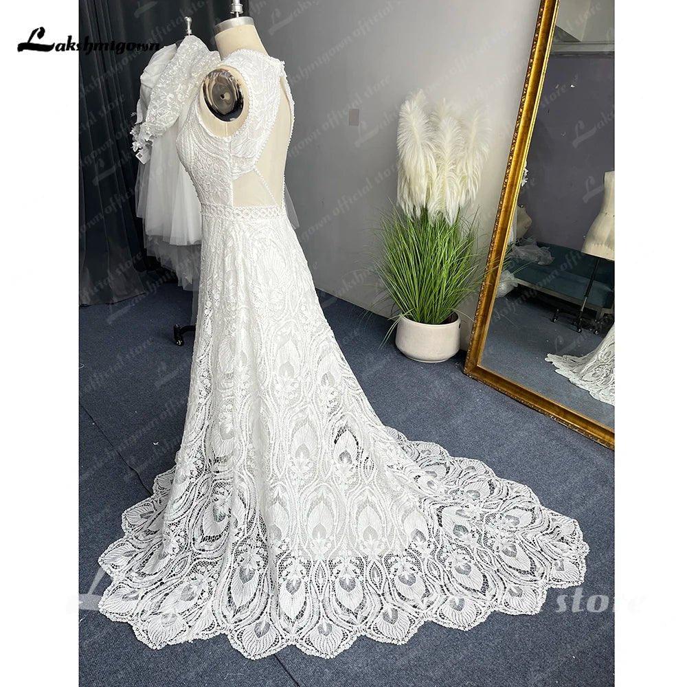 NumberSea Full Lace A Line Ivory Wedding Dress Open Back 2025 Sweep/ Brush Train Bridal Gowns sukienka na wesele