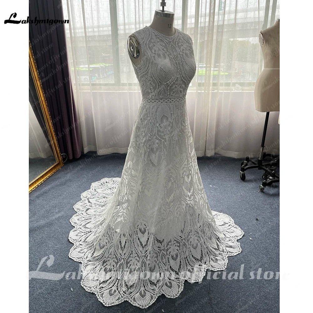 NumberSea Full Lace A Line Ivory Wedding Dress Open Back 2025 Sweep/ Brush Train Bridal Gowns sukienka na wesele