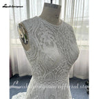 NumberSea Full Lace A Line Ivory Wedding Dress Open Back 2025 Sweep/ Brush Train Bridal Gowns sukienka na wesele