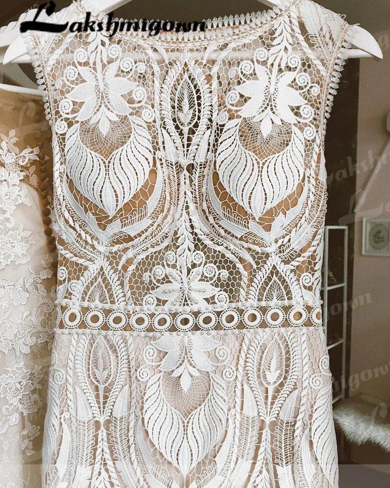 NumberSea Full Lace A Line Ivory Wedding Dress Open Back 2025 Sweep/ Brush Train Bridal Gowns sukienka na wesele