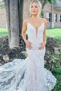 NumberSea Gorgeous Lace Mermaid Deep V-neck Wedding Dresses, Bridal Gowns, MW714