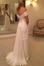 NumberSea Gorgeous Off Shoulder Side Split Long Beach Wedding Dresses, Cheap Bridal Gowns, MW103