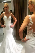NumberSea Gorgeous Vintage Mermaid Lace Backless Sweetheart Long Wedding Dresses, MW164