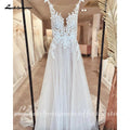 NumberSea Illusion Wedding Dress Sleeveless Backless O-Neck Bride Dress See Through Appliques Formal Robe de marie