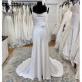 NumberSea Ivory Mermaid Wedding Dress Satin Pleat Bride Dresses Appliques Beach Boho Wedding Party Dress