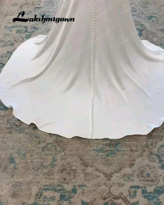 NumberSea Ivory Mermaid Wedding Dress Satin Pleat Bride Dresses Appliques Beach Boho Wedding Party Dress