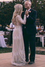 NumberSea Ivory Tulle A-line Long Sleeves Bateau Wedding Dresses with Lace Appliques, MW556