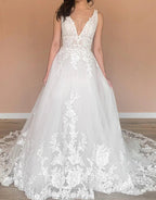 NumberSea Lace Floral A Line Wedding Dress for Women 2024 Backless Bridal Gown vestido de fiesta de boda
