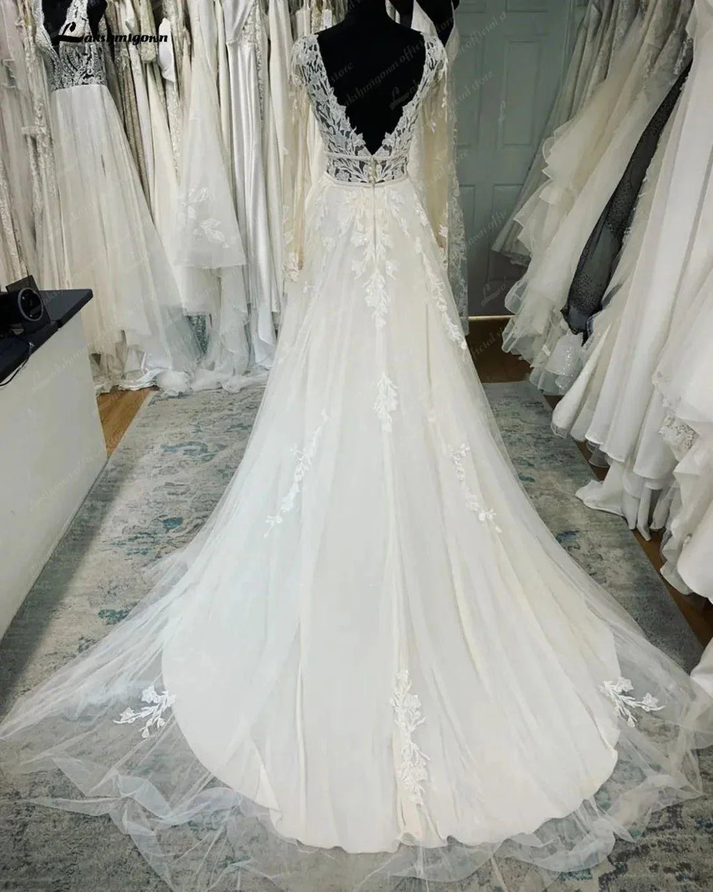 NumberSea Lace Long Sleeve Boho Wedding Dress 2025 Abito Da Sposa Garden Boho Wedding Gown Sexy V Neck Bridal Dress