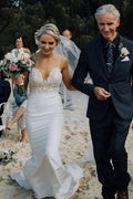 NumberSea Lace Mermaid Backless Spaghetti Straps Wedding Dresses, Bridal Gown, MW666