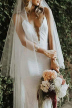 NumberSea Lace Mermaid Spaghetti Straps Backless Wedding Dresses, Bridal Gown, MW692