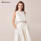 NumberSea Lakshmigown Ivory Stain High/Low Wedding Dresses with Jacket Floor-Lenth Bridal Gown Party Dresses Vestido De Noiva
