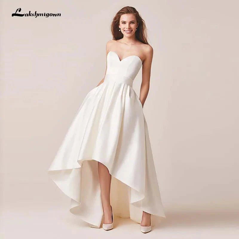 NumberSea Lakshmigown Ivory Stain High/Low Wedding Dresses with Jacket Floor-Lenth Bridal Gown Party Dresses Vestido De Noiva