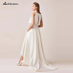 NumberSea Lakshmigown Ivory Stain High/Low Wedding Dresses with Jacket Floor-Lenth Bridal Gown Party Dresses Vestido De Noiva