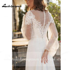 NumberSea Long Sleeve Lace Beach Wedding Dresses