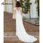 NumberSea Long Sleeve Lace Beach Wedding Dresses