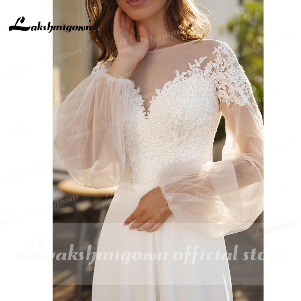 NumberSea Long Sleeve Lace Beach Wedding Dresses
