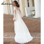 NumberSea Long Sleeve Lace Beach Wedding Dresses