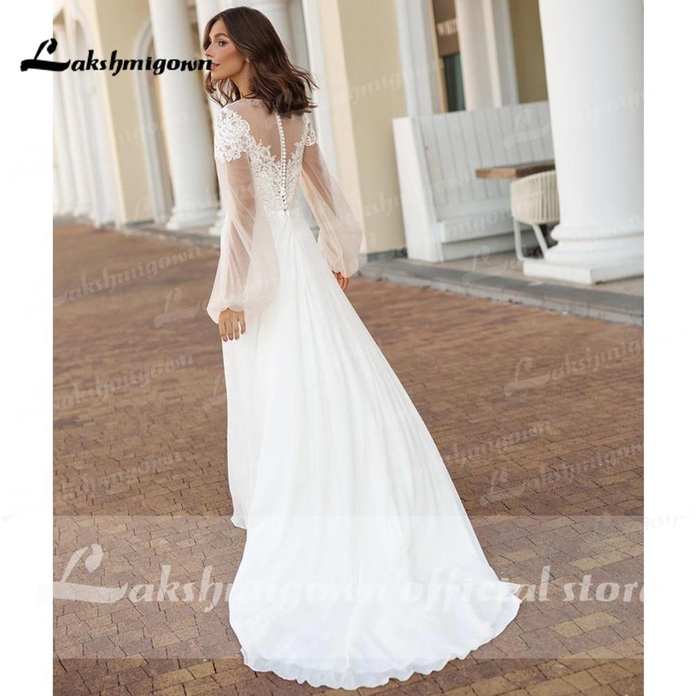 NumberSea Long Sleeve Lace Beach Wedding Dresses