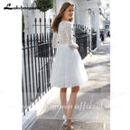 NumberSea Long Sleeve Lace Tulle O Neck Ball Gown Wedding Dresses