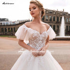 NumberSea Long Sleeves Lace Deep V Neck Beach Wedding Dresses