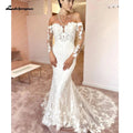 NumberSea Long Sleeves Mermaid Boho Wedding Dress 2025 Off Shoulder Court Train Bridal Gowns vestidos para mujer
