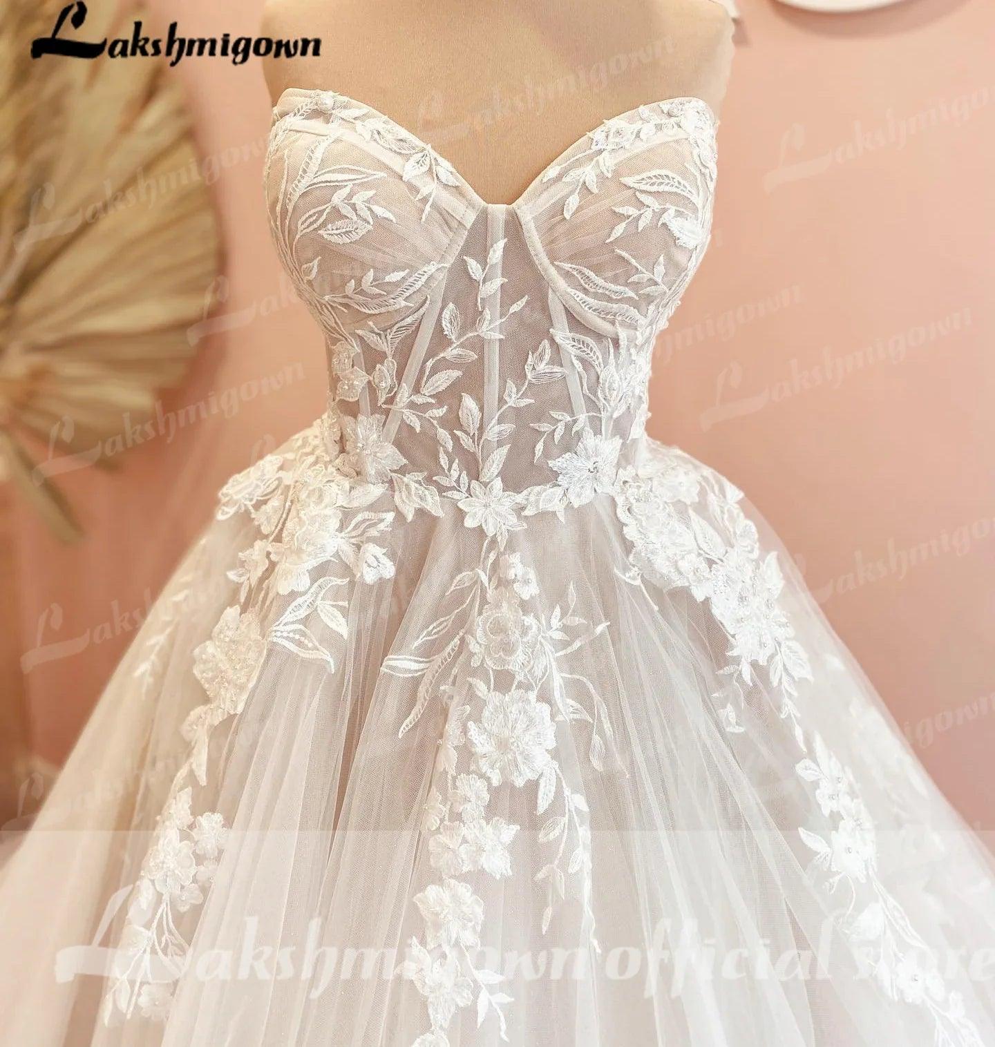 NumberSea Luxurious Court Train Wedding Dress 2025 Vestido Civil Tulle Wedding Dresses Sleeveless Lace Bodice Bridal Gown  Robe de mariee