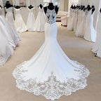 NumberSea Luxurious Crepe Mermaid Wedding Dress 2025 Trouwjurken Vintage Lace Boho Wedding Gowns Vestido De Novia