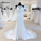 NumberSea Luxurious Crepe Mermaid Wedding Dress 2025 Trouwjurken Vintage Lace Boho Wedding Gowns Vestido De Novia