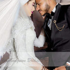 NumberSea Luxury Muslim Wedding Dresses Long Sleeve Vintage Lace Beade