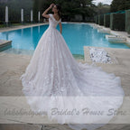 NumberSea Luxury Princess Bridal Gown Vintage Lace Wedding Dresses Off the Shoulder