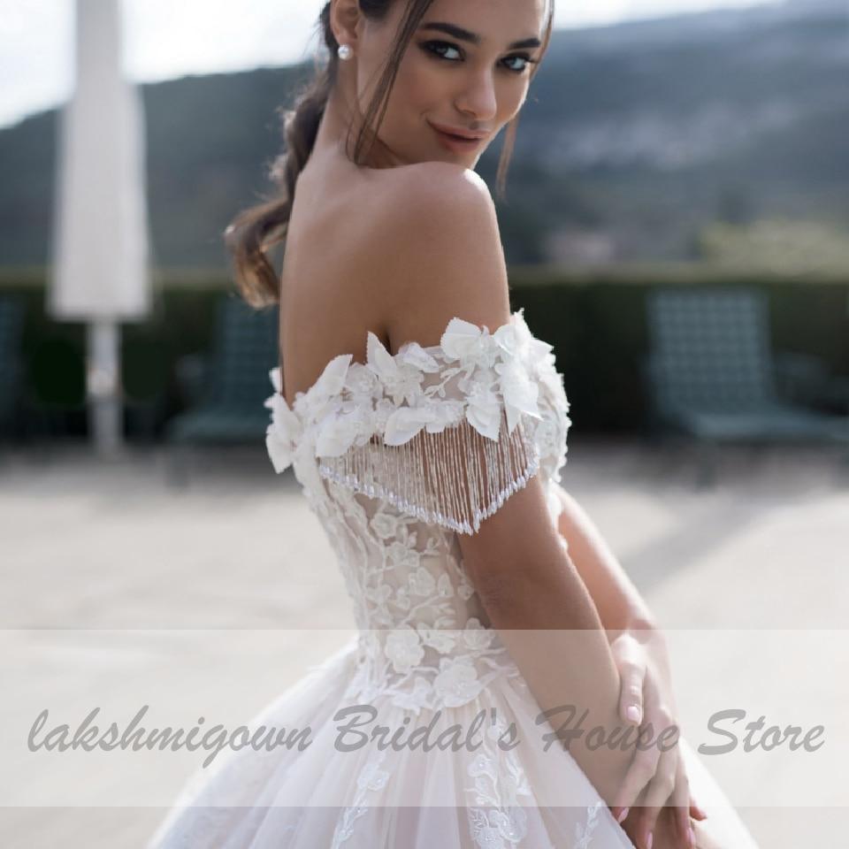 NumberSea Luxury Princess Bridal Gown Vintage Lace Wedding Dresses Off the Shoulder