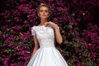 NumberSea Luxury Satin A Line Wedding Dresses with Pockets Top Full Beads Scoop Cap Sleeves Long Pleated Bridal Gowns Vestidos Noiva