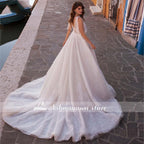 NumberSea Luxury Scoop A Line Wedding Dresses