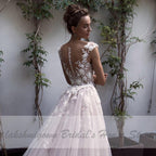 NumberSea Mermaid Wedding Dresses with Detachable Skirt Blush Pink