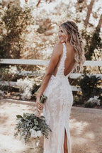 NumberSea Mermaid/Trumpet Attractive Floor-length V-neck Lace Wedding Dress,MW439