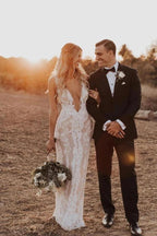 NumberSea Mermaid/Trumpet Attractive Floor-length V-neck Lace Wedding Dress,MW439